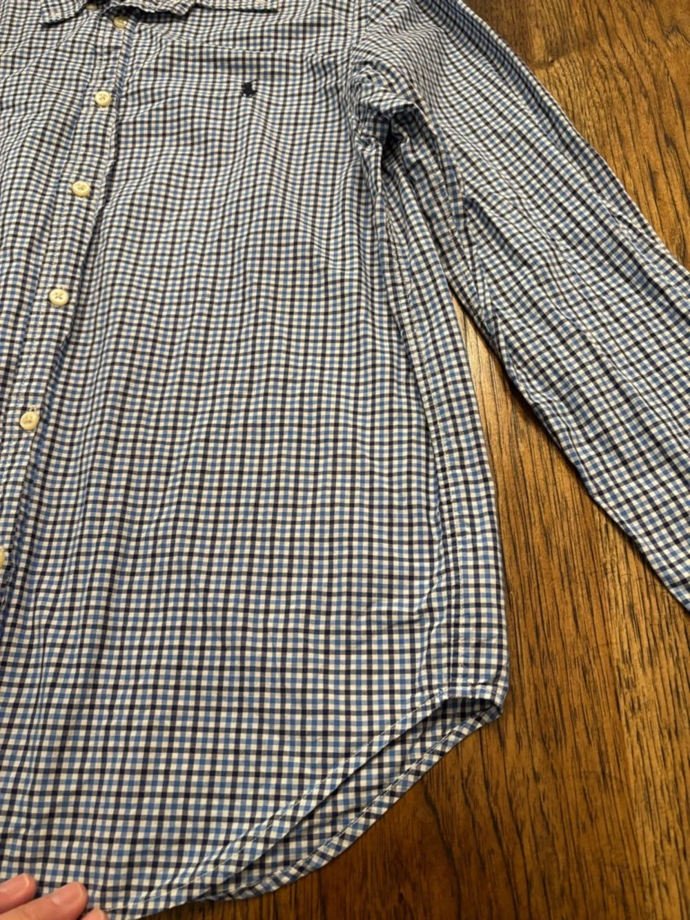 Ralph Lauren Boys Blue Gingham Button-Down Shirt Youth Large 14-16 Cotton Preppy